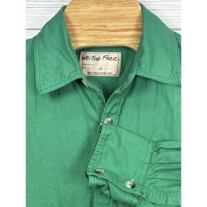 Free‎ People Shirt Mens Medium Green Button Up Long Sleeve Sz XS